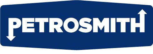 Petrosmith logo with blue background and white text